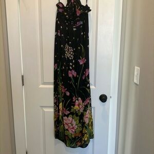 Beautiful vintage black and floral Milly Maxi halter